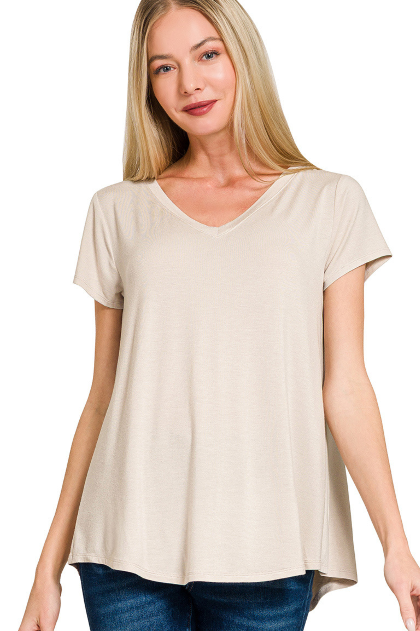 Flowy V Neck Short Sleeve Tee