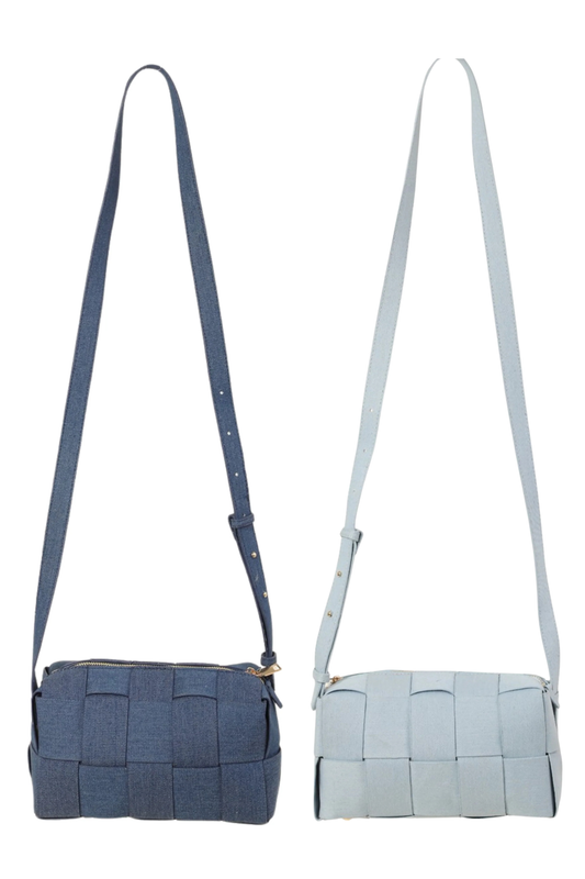 Denim Woven Shoulder Bag