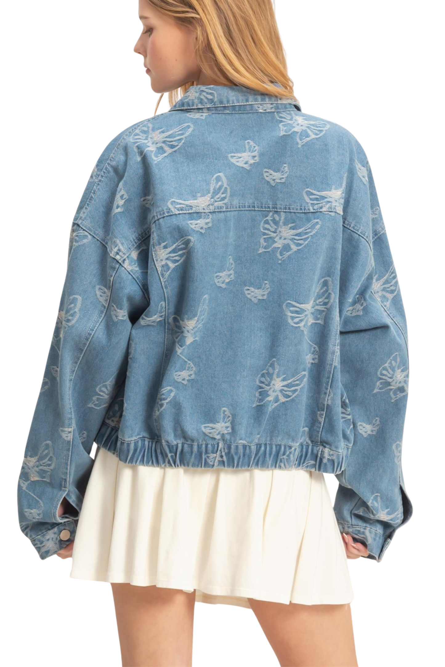 Jacquard Butterfly Denim Jacket