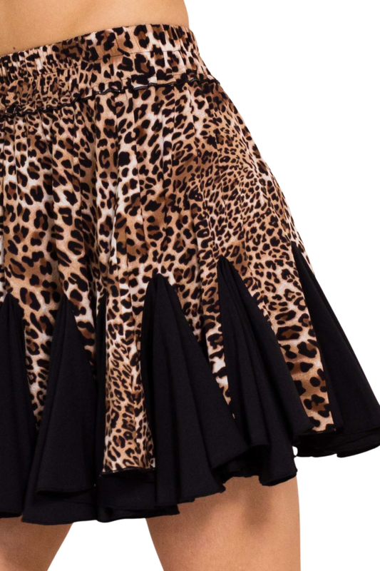Animal Print Flounce Mini Skirt