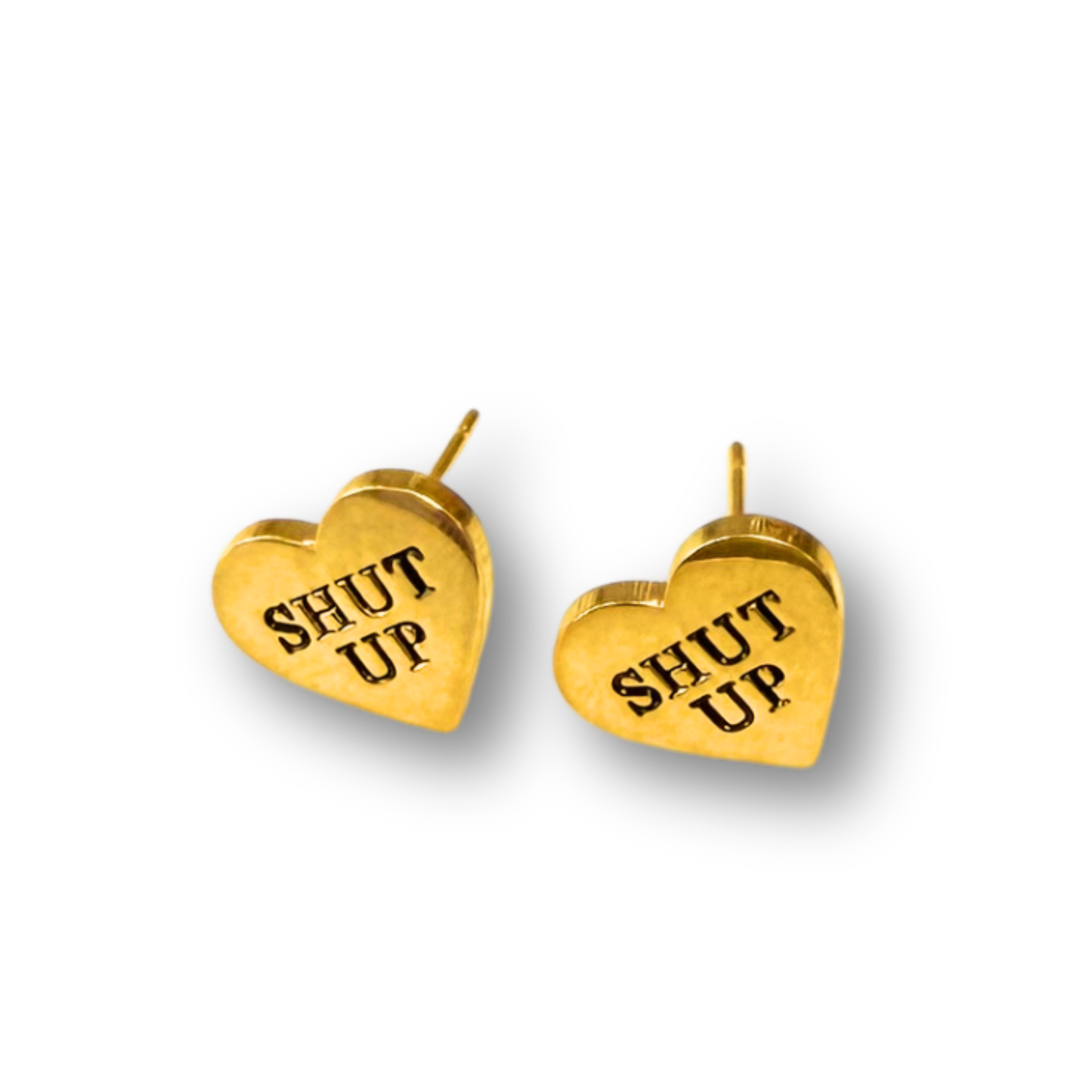 Shut Up Heart Stud Earrings