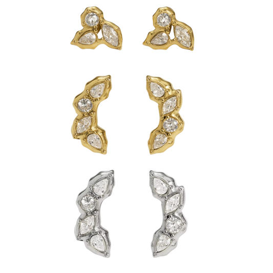 Stainless Steel CZ Cluster Studs