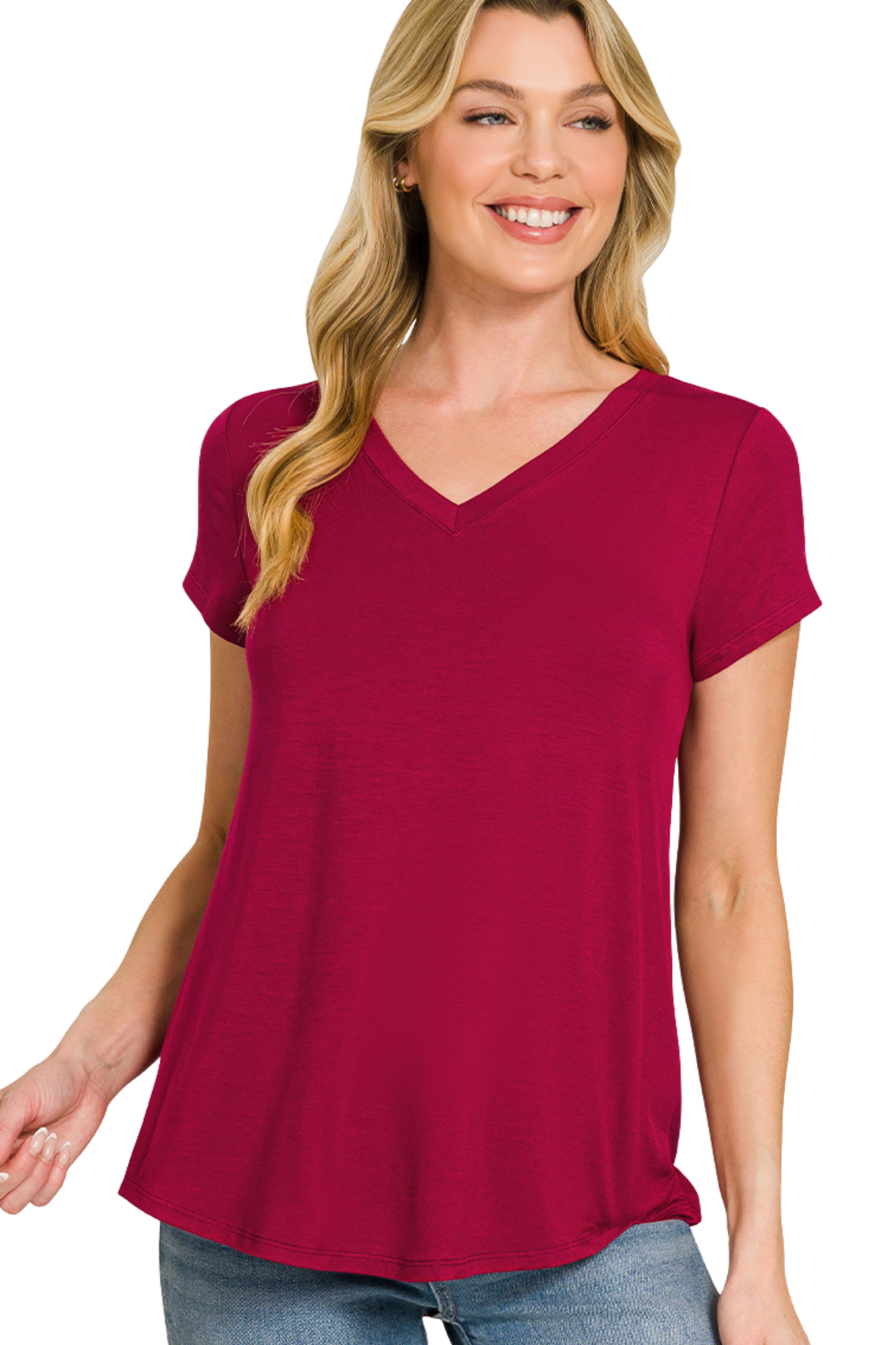 Flowy V Neck Short Sleeve Tee