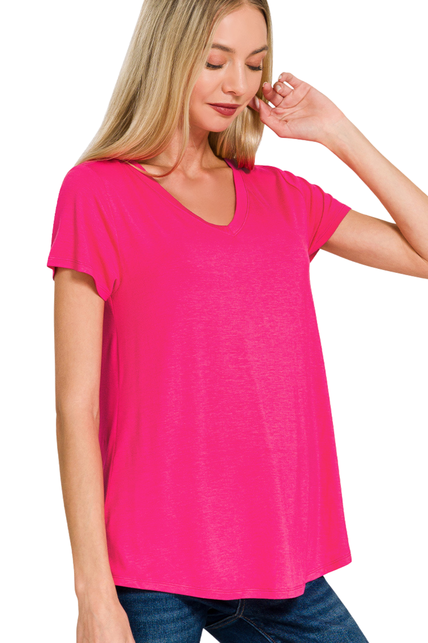 Flowy V Neck Short Sleeve Tee