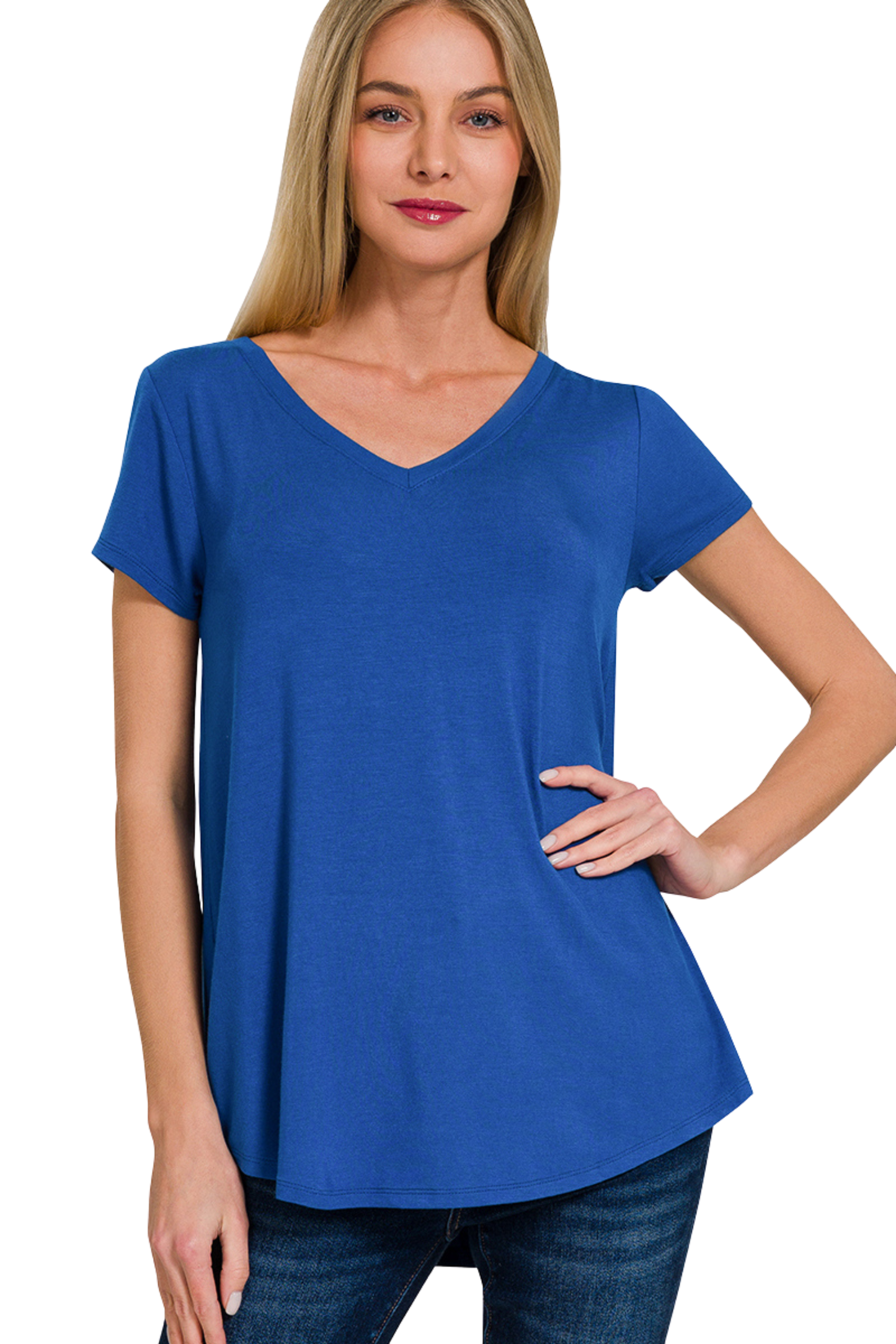 Flowy V Neck Short Sleeve Tee