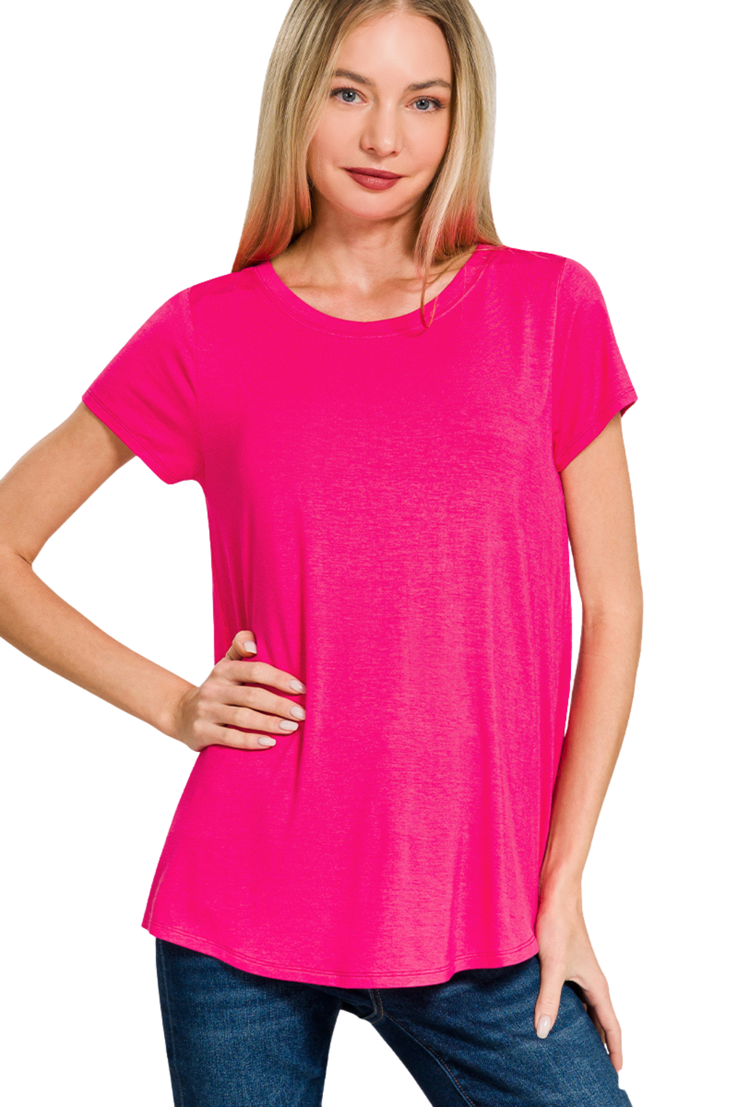 Flowy Round Neck Short Sleeve Tee