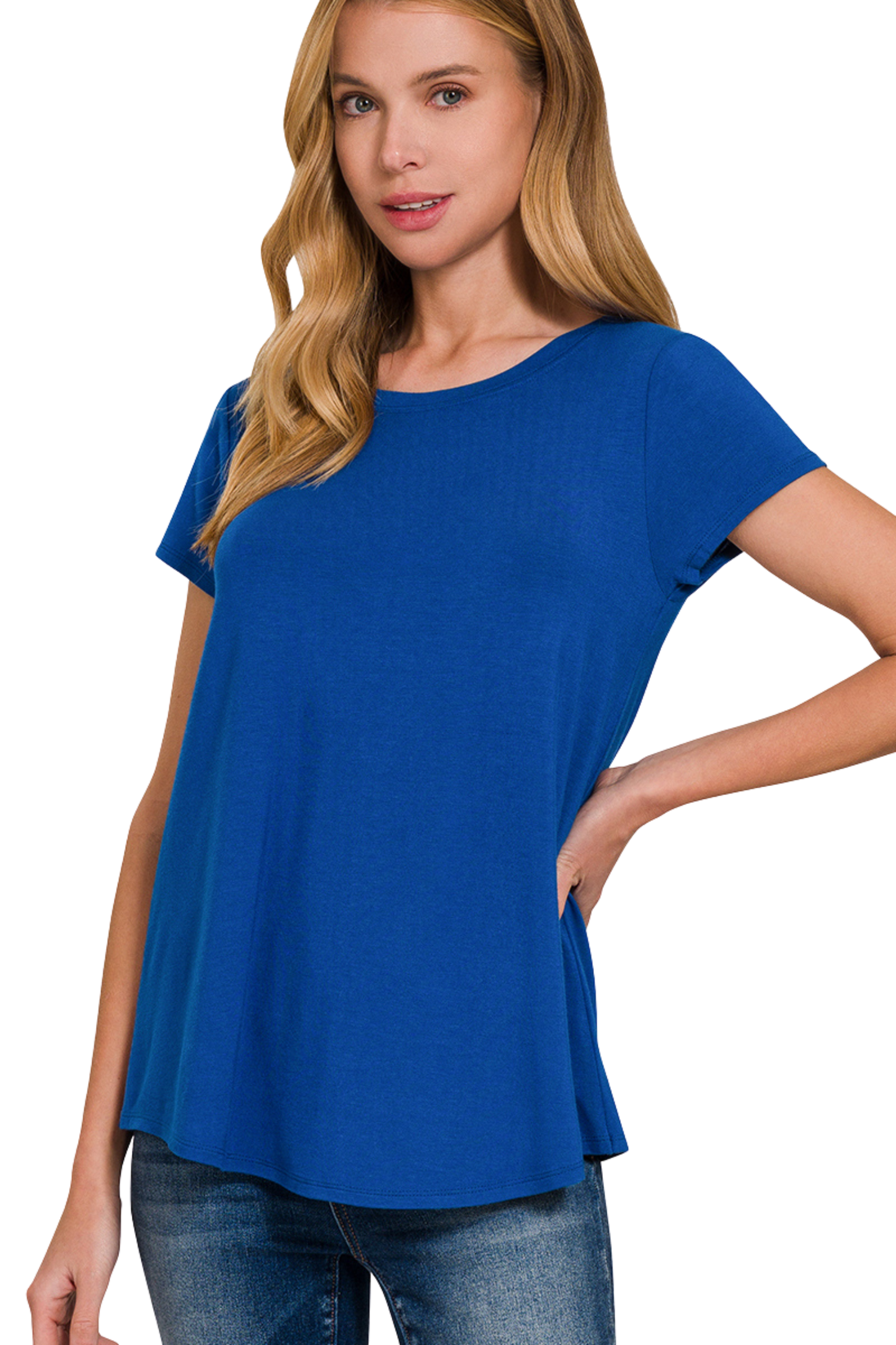 Flowy Round Neck Short Sleeve Tee
