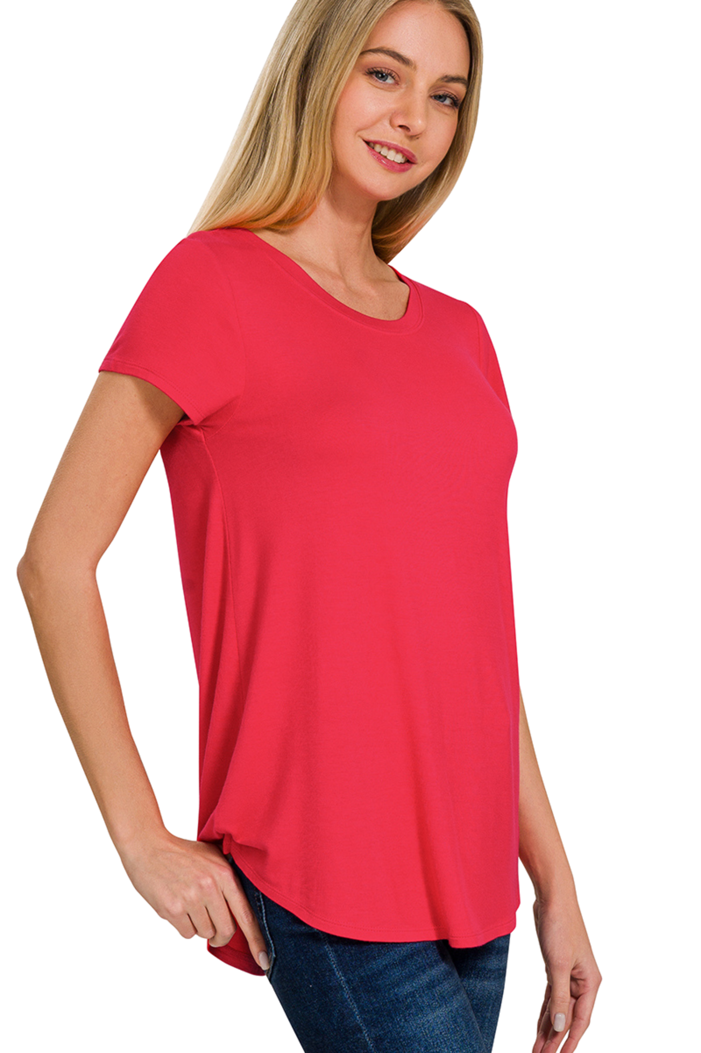 Flowy Round Neck Short Sleeve Tee