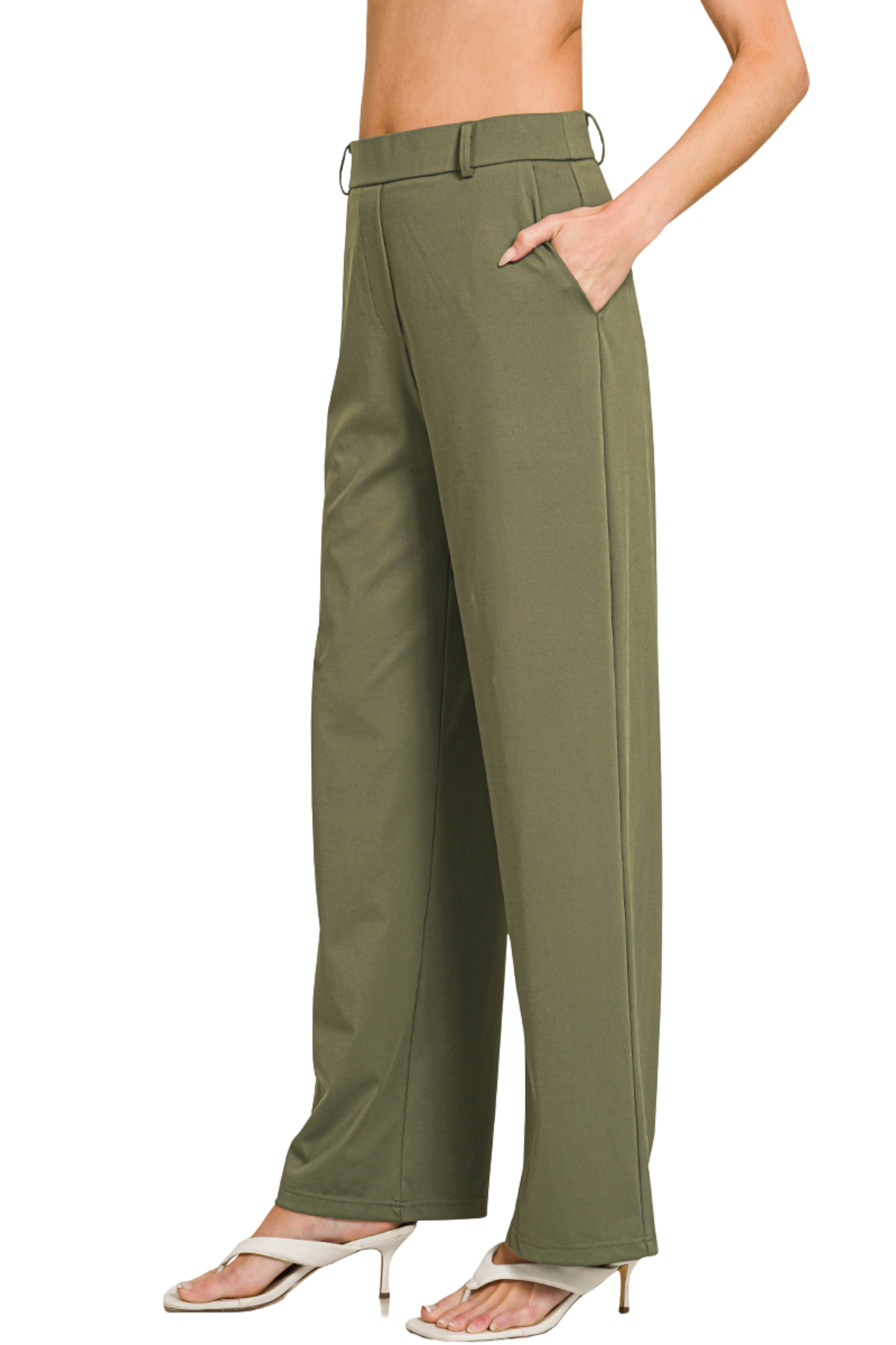 Stretch Pull-On Dress Pants with Belt Loops