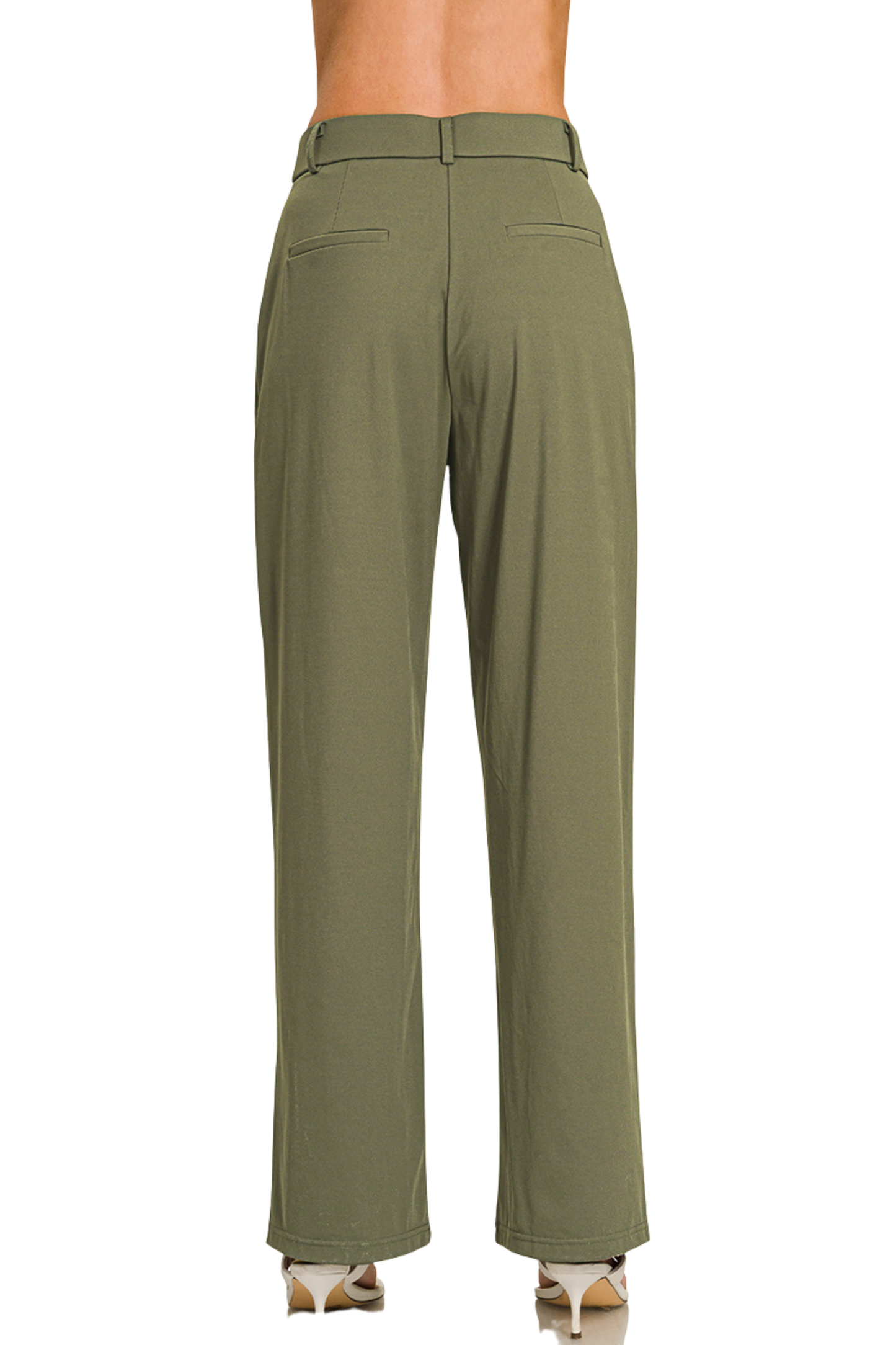 Stretch Pull-On Dress Pants with Belt Loops