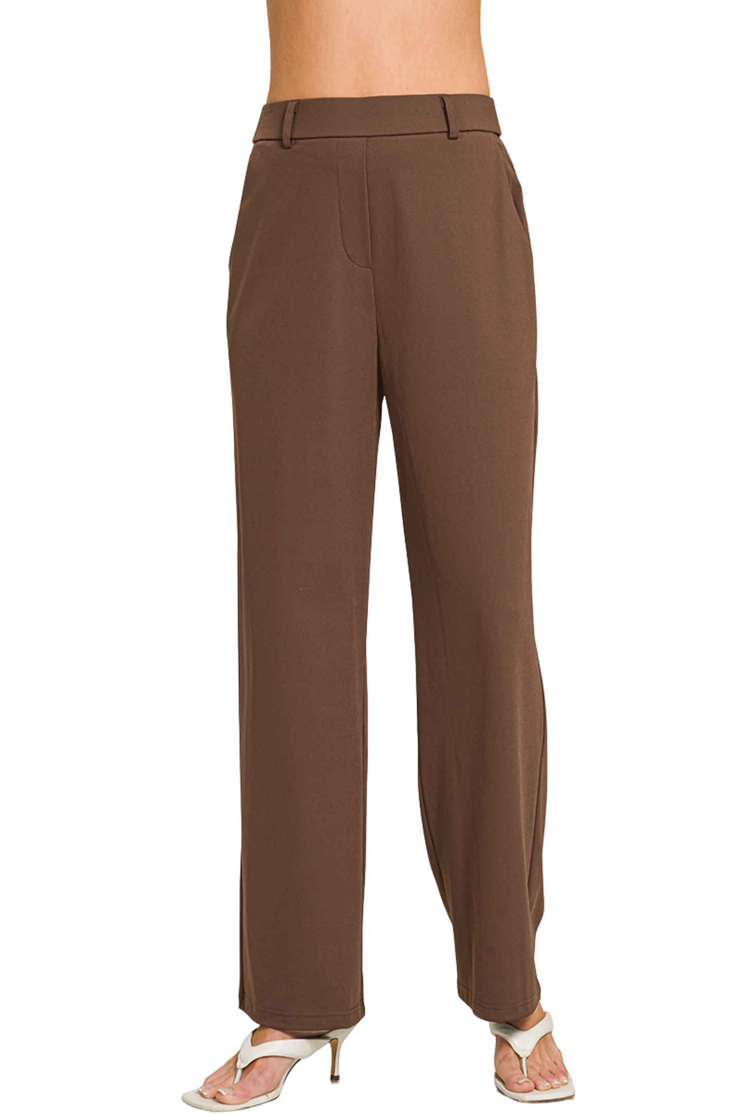 Stretch Pull-On Dress Pants with Belt Loops
