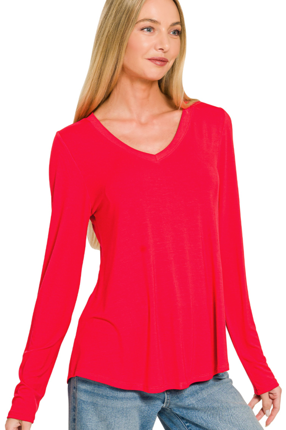 Flowy V-Neck Long Sleeve Tee