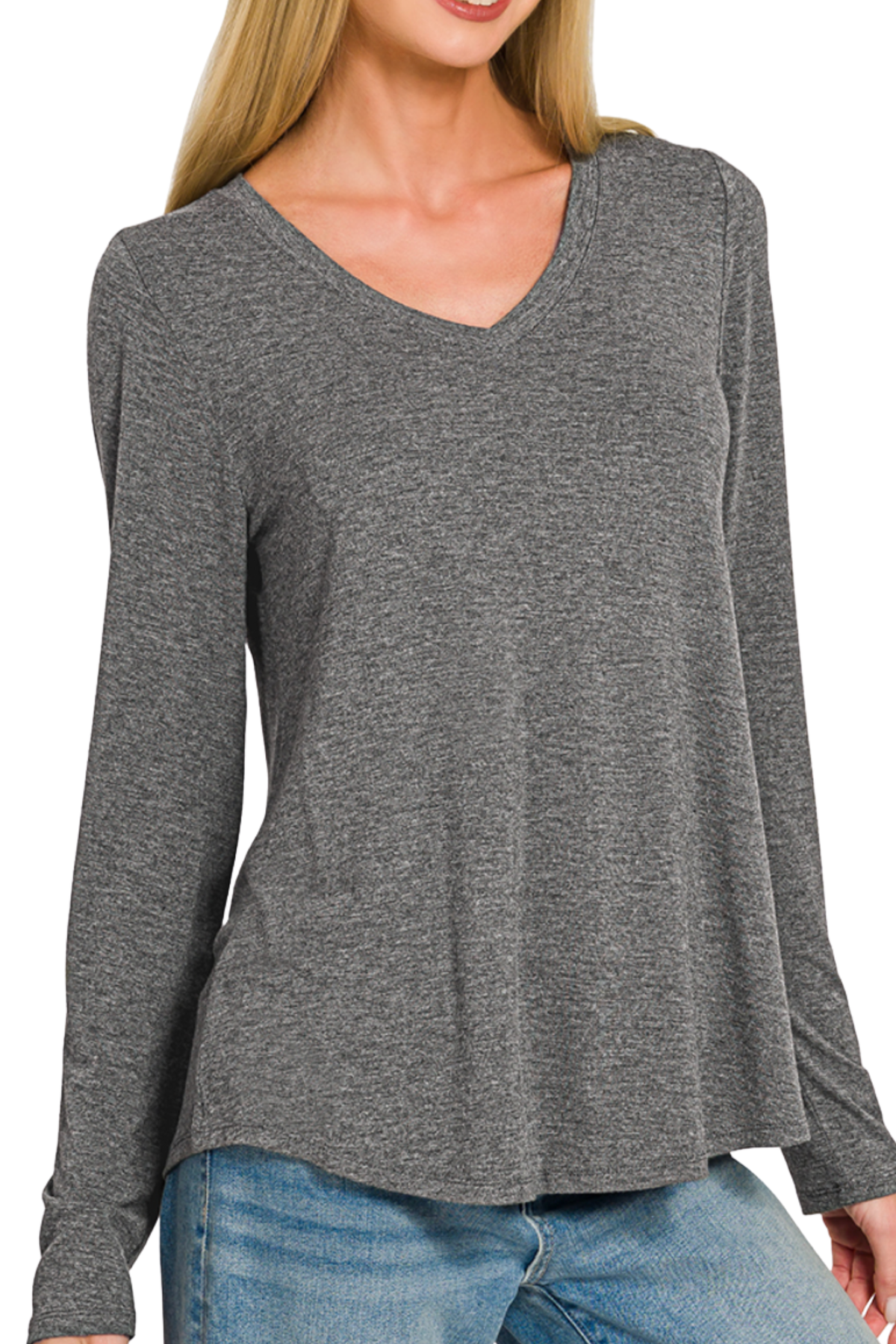 Flowy V-Neck Long Sleeve Tee