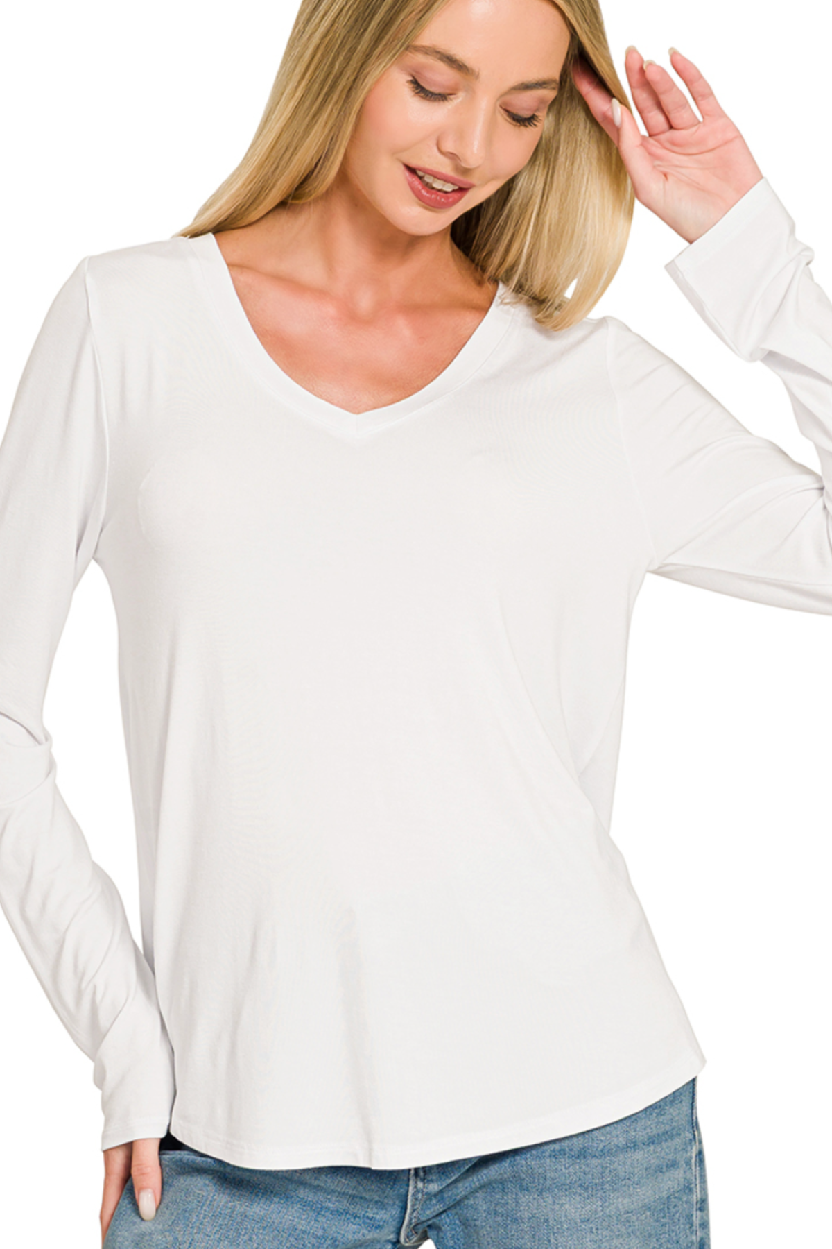 Flowy V-Neck Long Sleeve Tee
