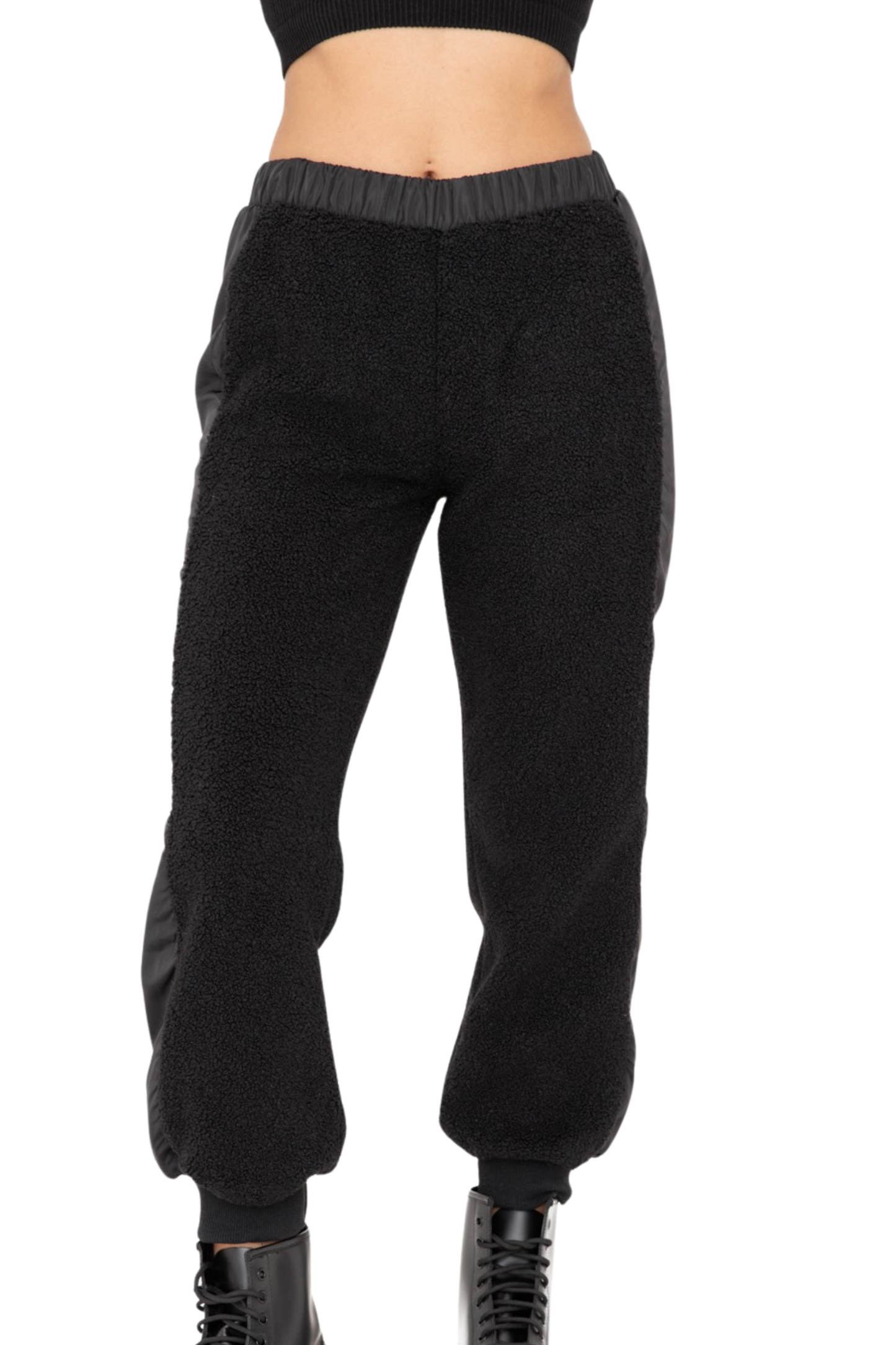 Sherpa Sweatpants with Sporty Side Stripes