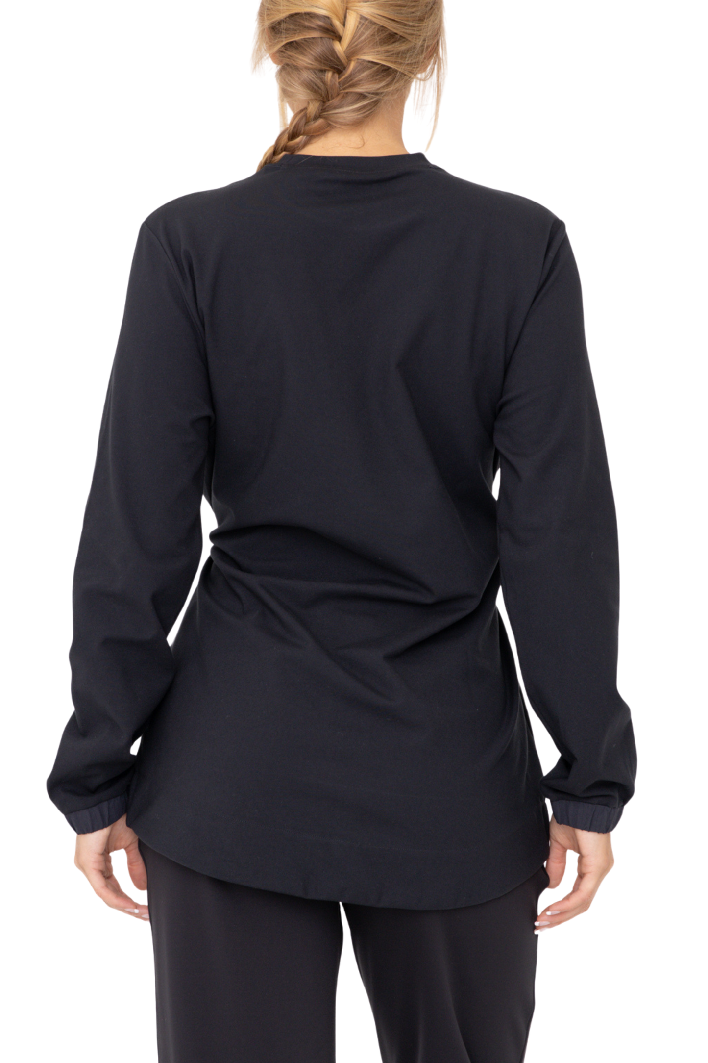 Brushed Front Pocket Tunic Top with Cinched Waist