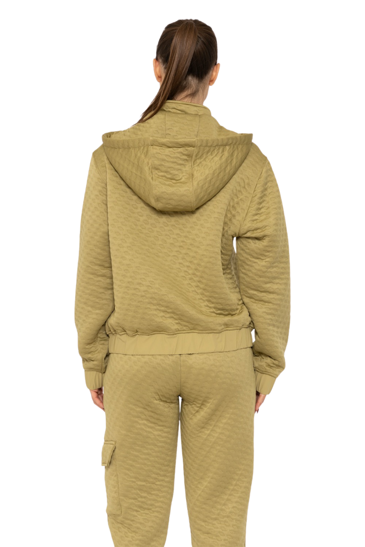 Quilted Pullover Hoodie with Kangaroo Pocket