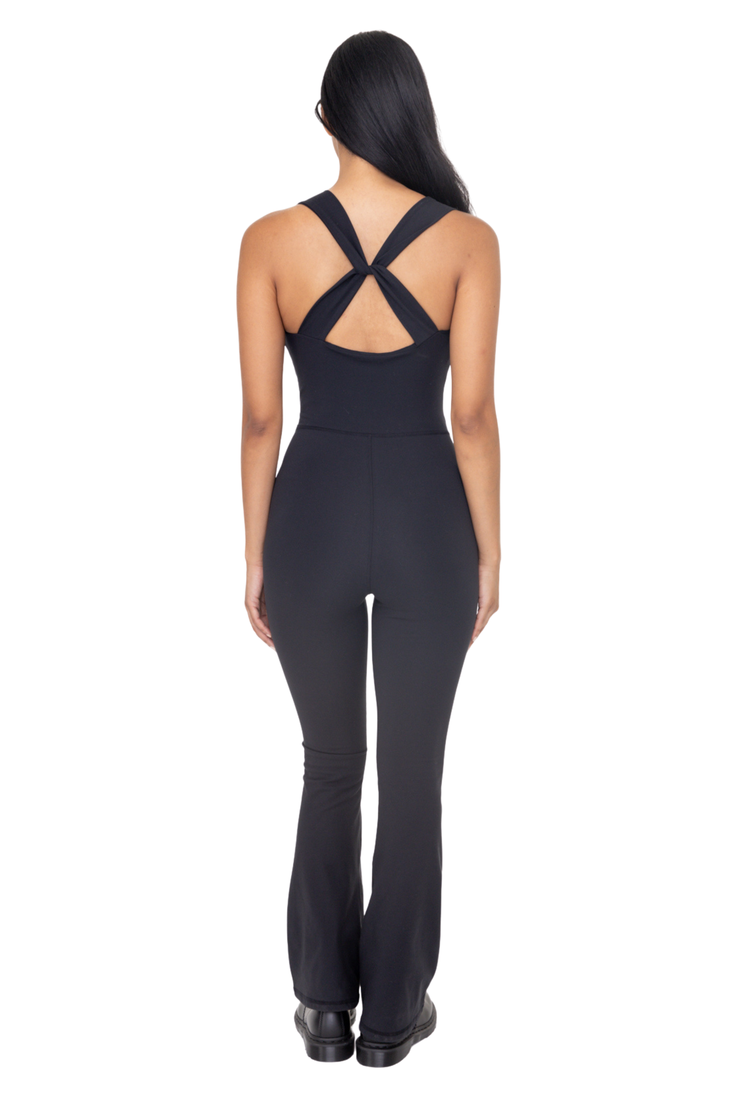 Cross Knot Back Flared Jumpsuit