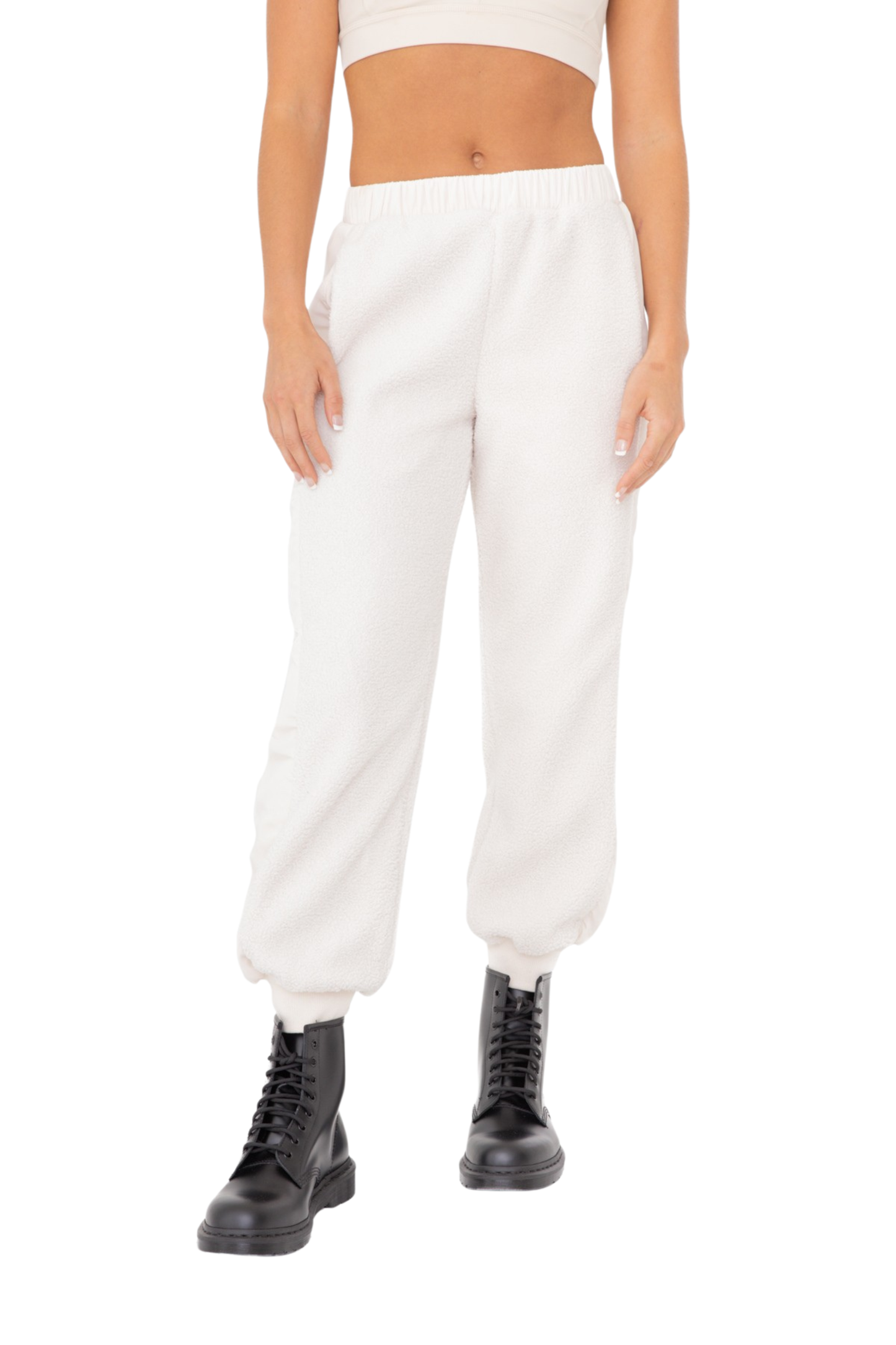 Sherpa Sweatpants with Sporty Side Stripes