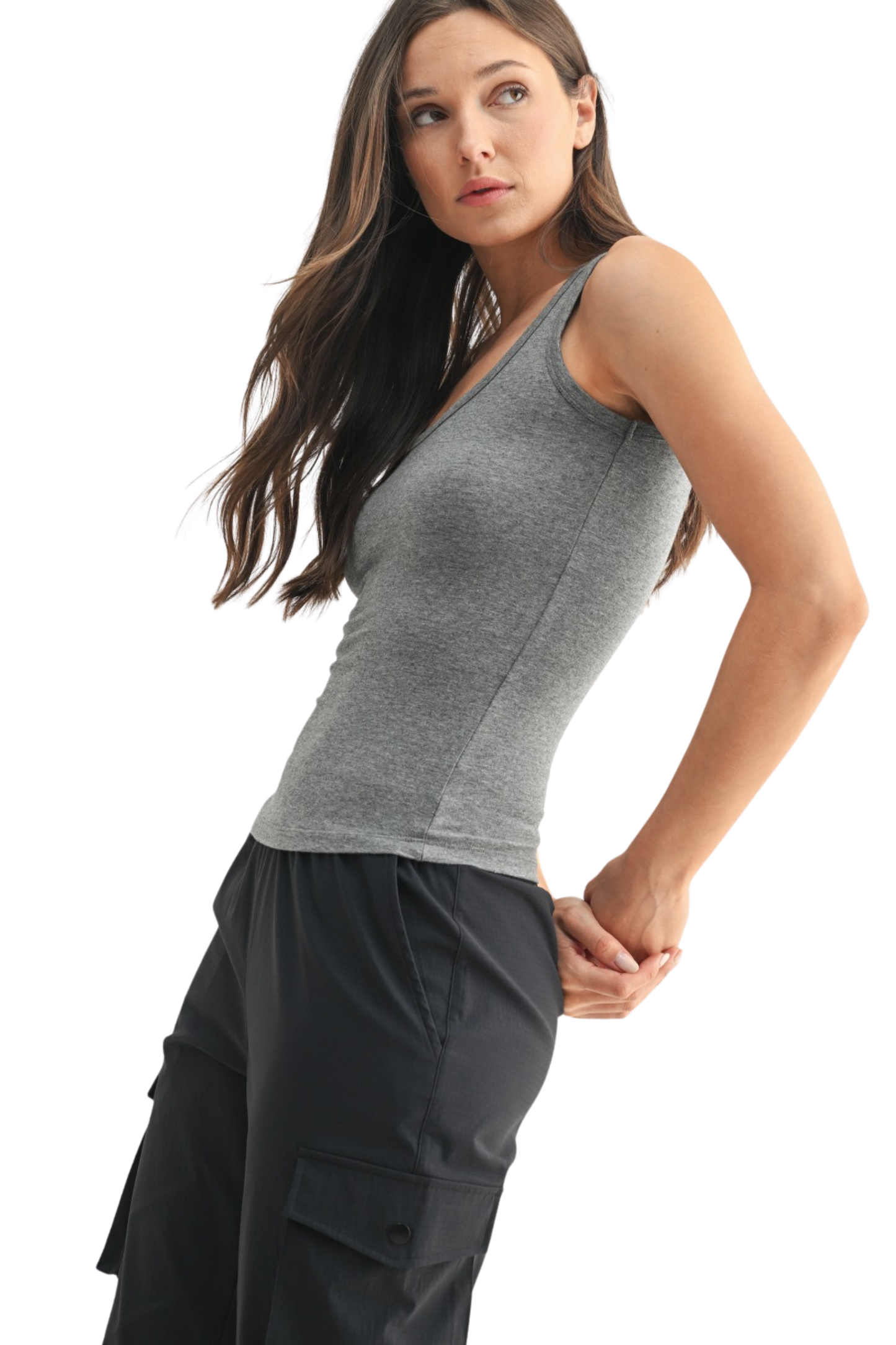 Cotton Mix Active Scoop Neck Tank Top