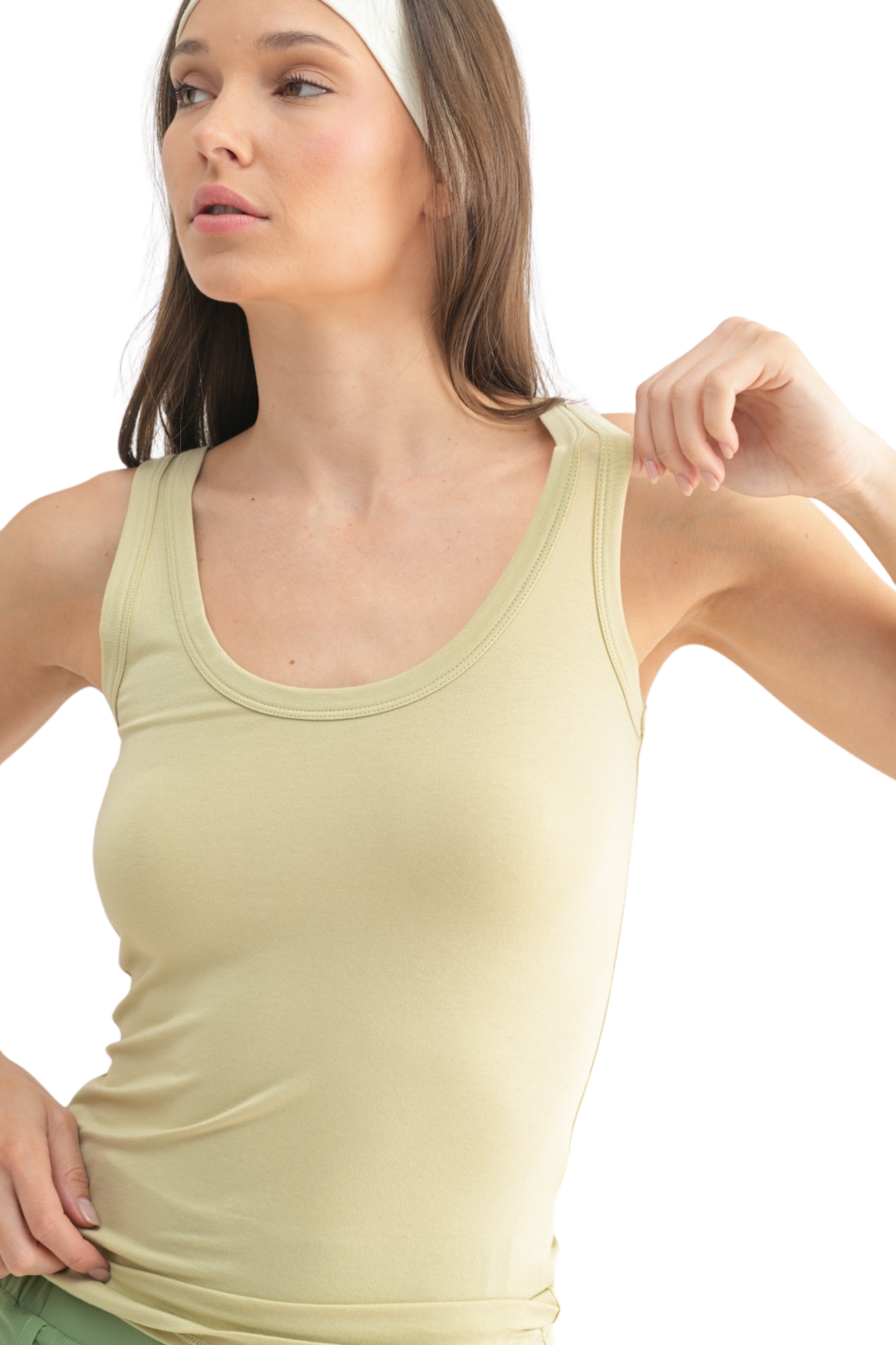 Cotton Mix Active Scoop Neck Tank Top