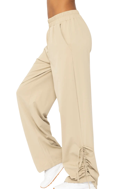 Recycled Fabric Wide Leg Pants with Side Ties