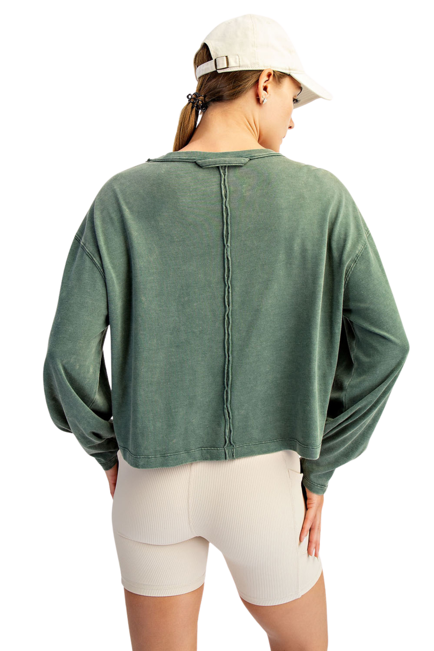 Mineral Washed Relaxed Long Sleeve Crop Top