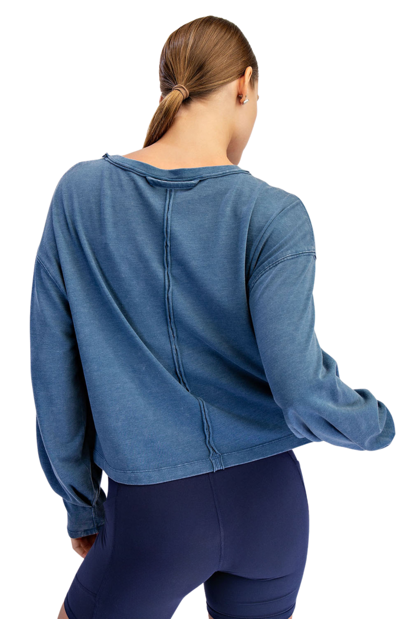 Mineral Washed Relaxed Long Sleeve Crop Top