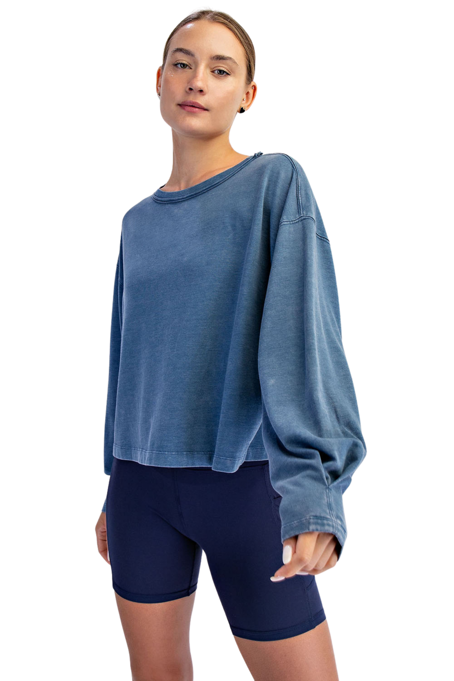 Mineral Washed Relaxed Long Sleeve Crop Top