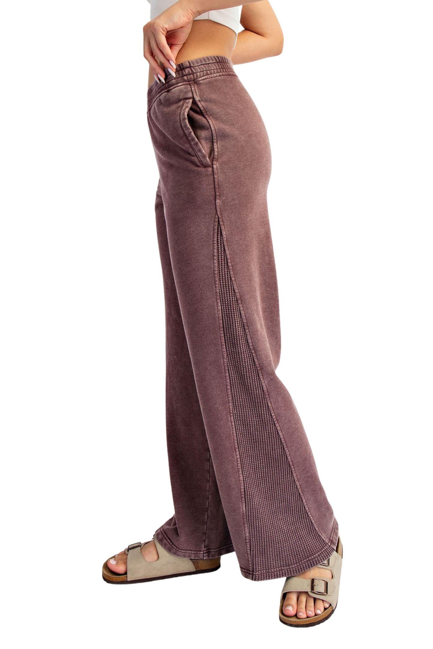 Mineral Washed Terry Wide Leg Lounge Pant
