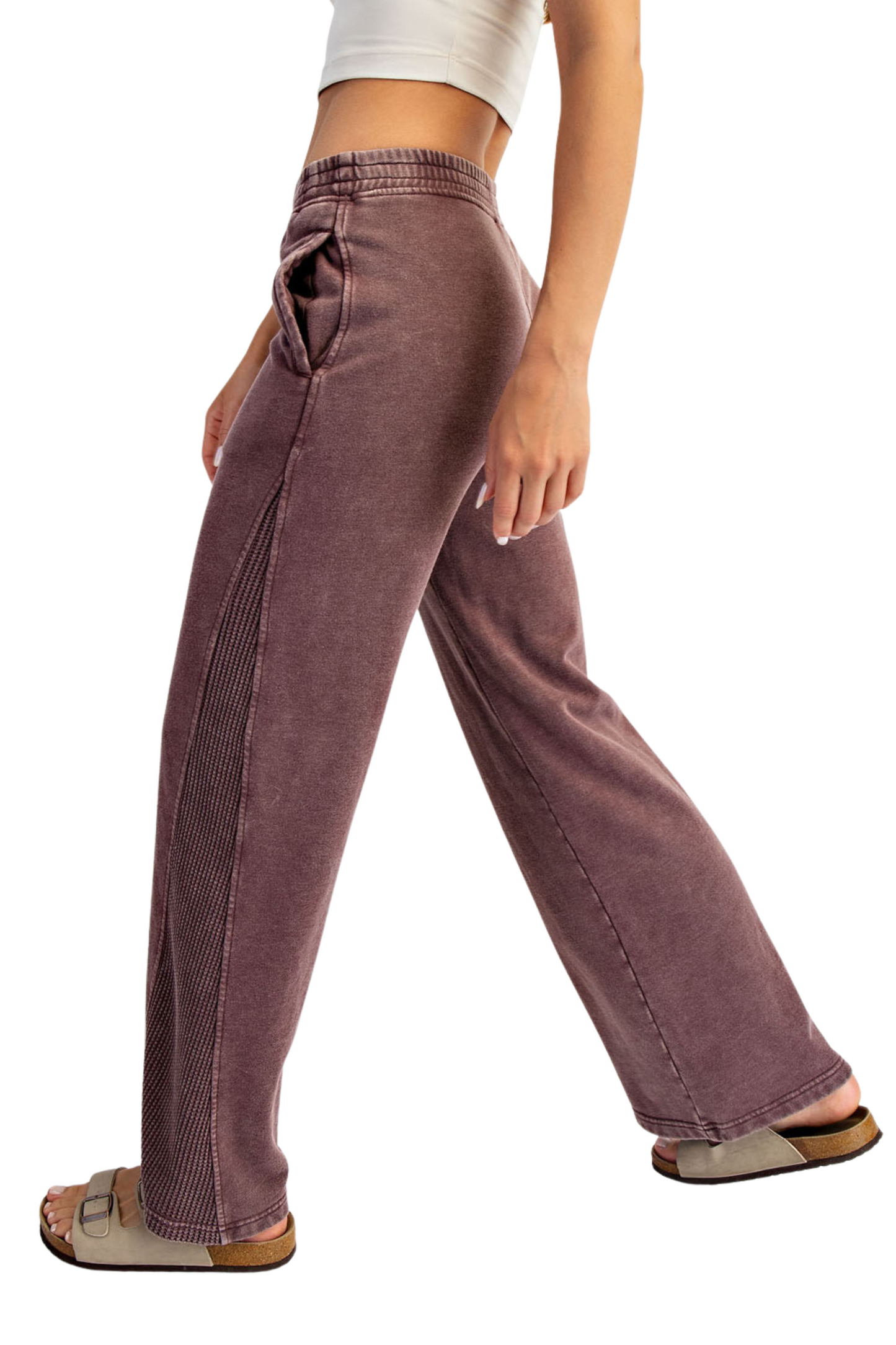 Mineral Washed Terry Wide Leg Lounge Pant