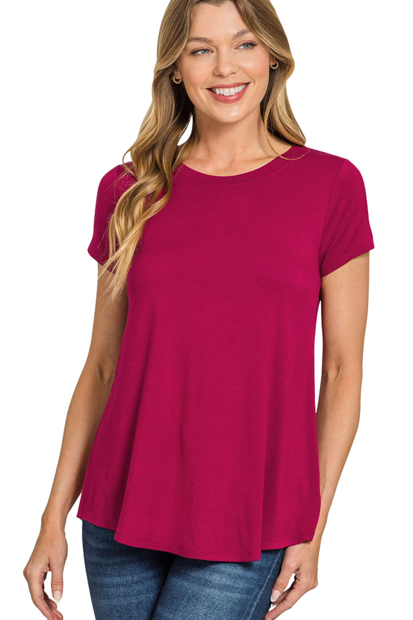 Flowy Round Neck Short Sleeve Tee