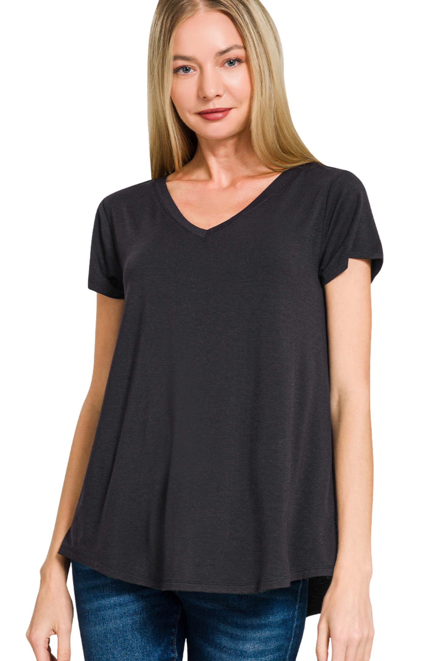 Flowy V Neck Short Sleeve Tee