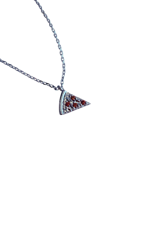 Pizza Pendant Necklace with CZ's