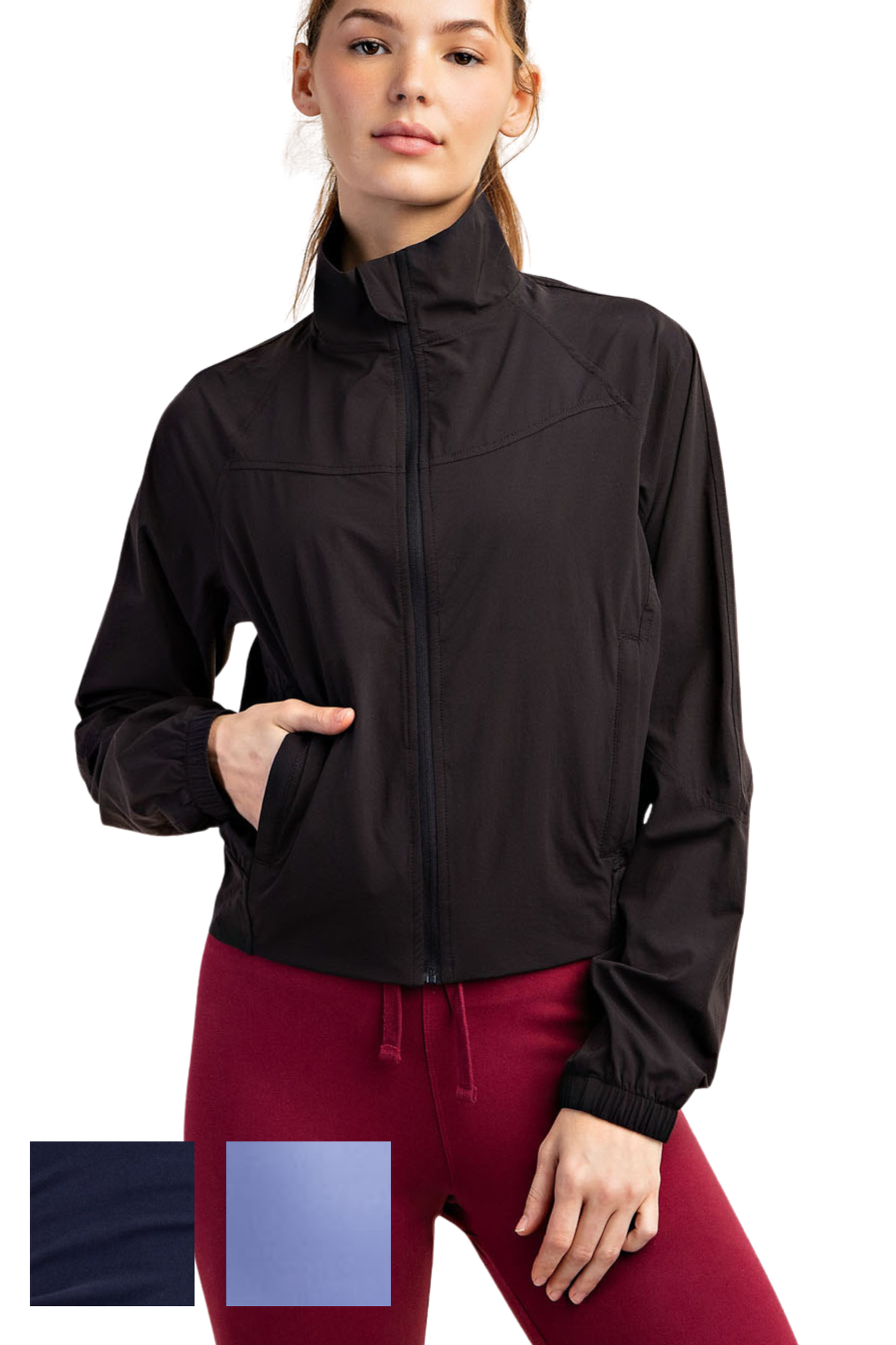 Woven Mock Neck Full Zip Tennis Jacket