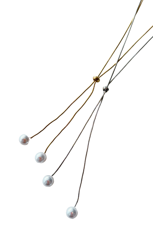 Simple Lariat Necklace with Pearls