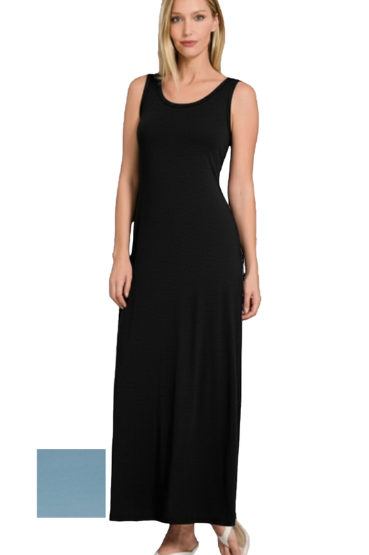 Brushed Round Neck Maxi Dress
