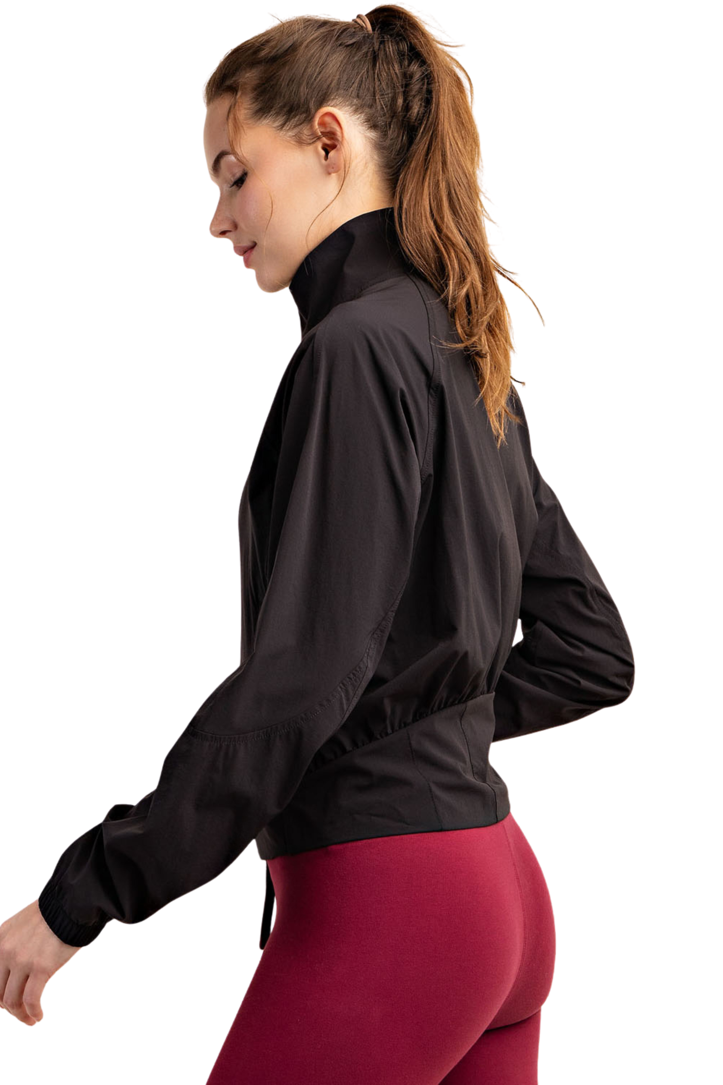 Woven Mock Neck Full Zip Tennis Jacket