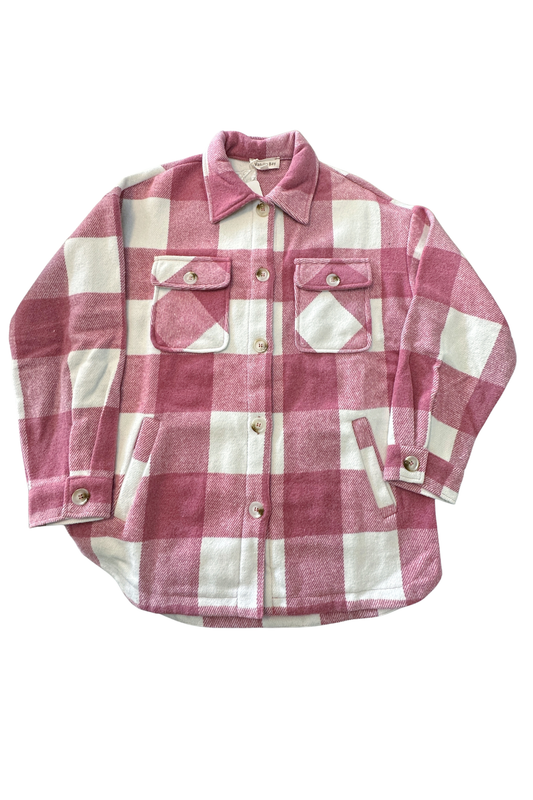 PInk Gingham Fleece Shacket