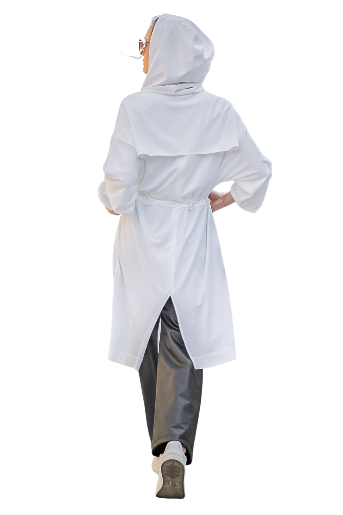 Crinkle Woven Long Full Zip Jacket with Hood