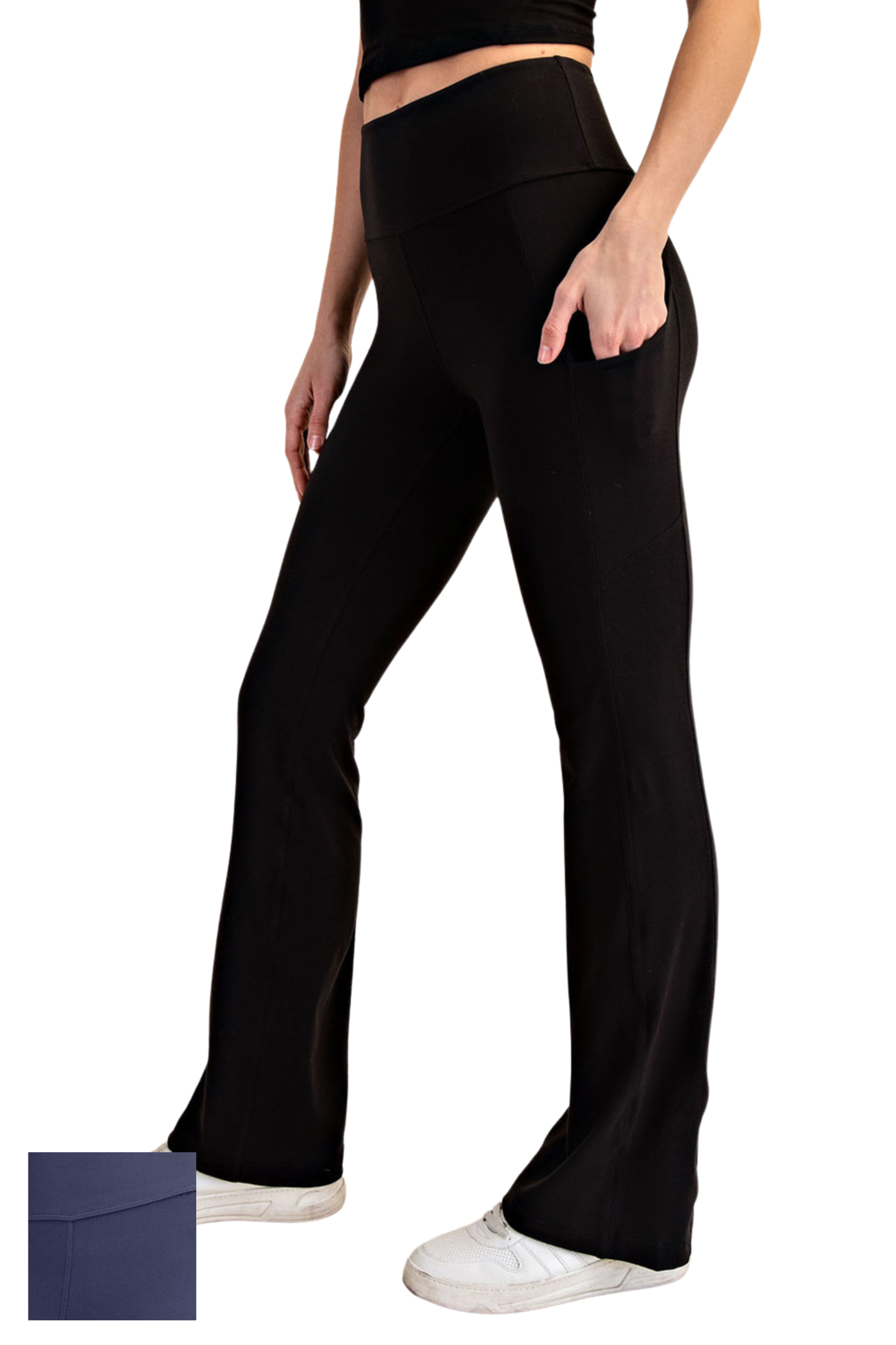 Recycled Butter Fabric Flared Leggings with Side Pockets