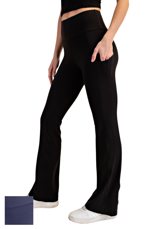 Recycled Butter Fabric Flared Leggings with Side Pockets