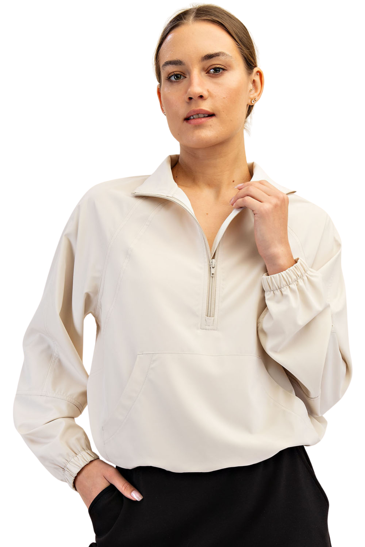 Quarter Zip Active Jacket with Kangaroo Pocket
