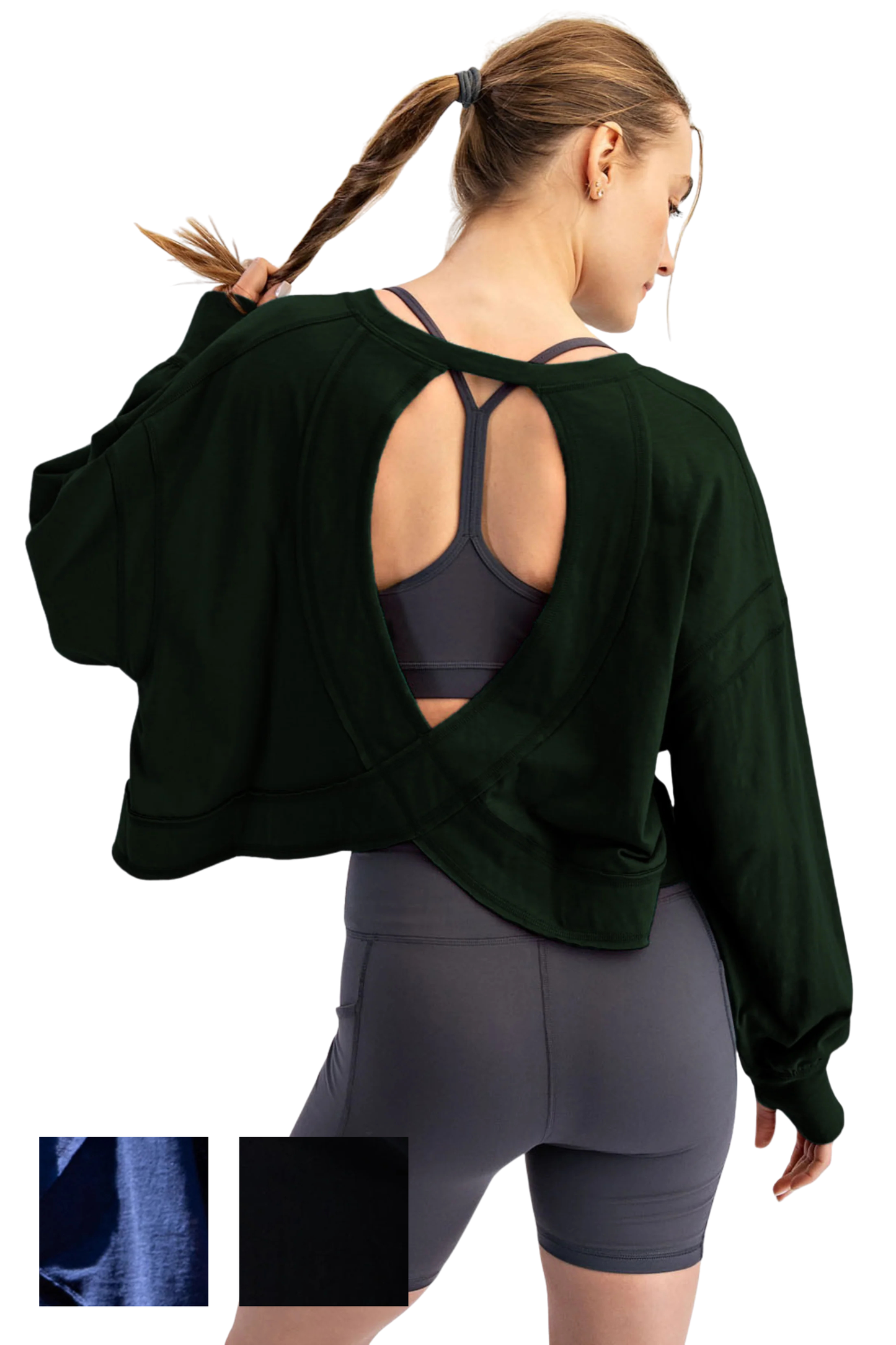 Loose Fit Long Sleeve Top with Open Back