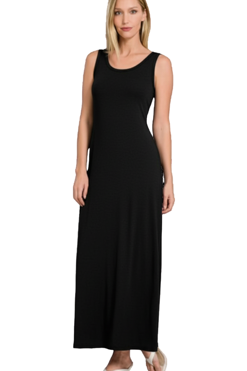 Brushed Round Neck Maxi Dress