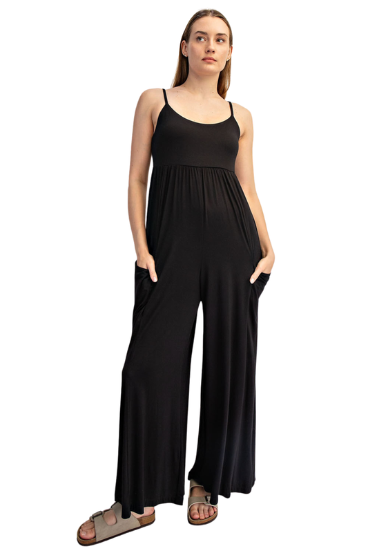 Relaxed Wide Leg Spaghetti Strap Jumpsuit