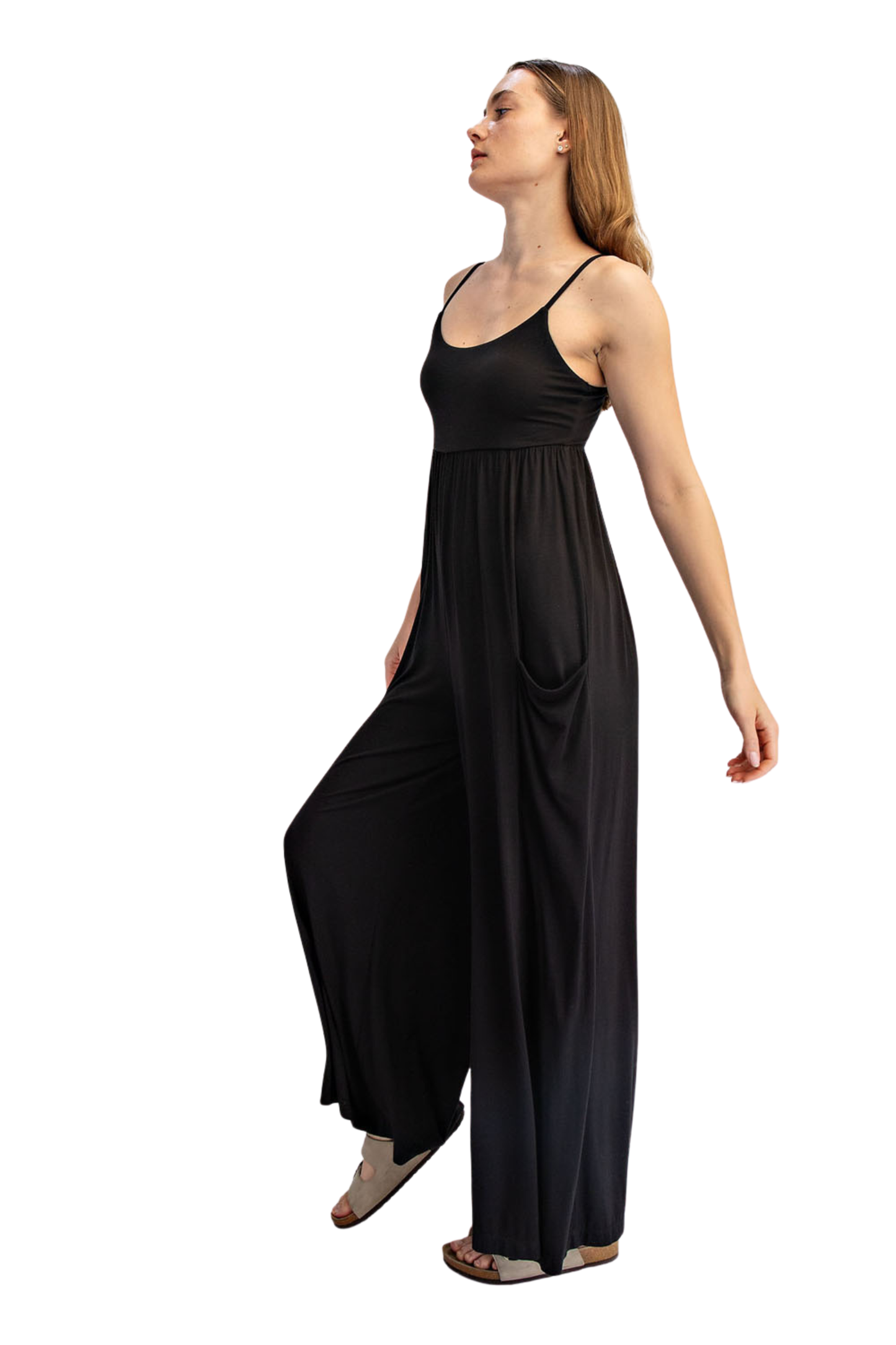 Relaxed Wide Leg Spaghetti Strap Jumpsuit
