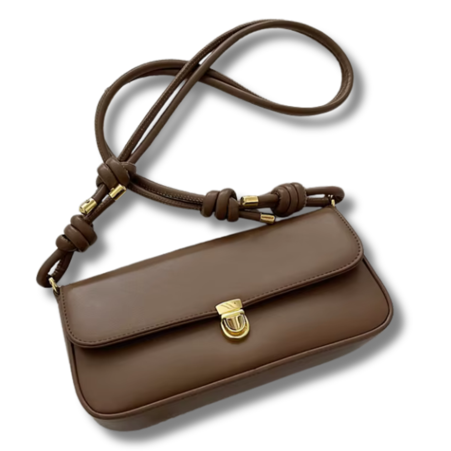 Retro Vegan Leather Shoulder Bag with Gold Clasp