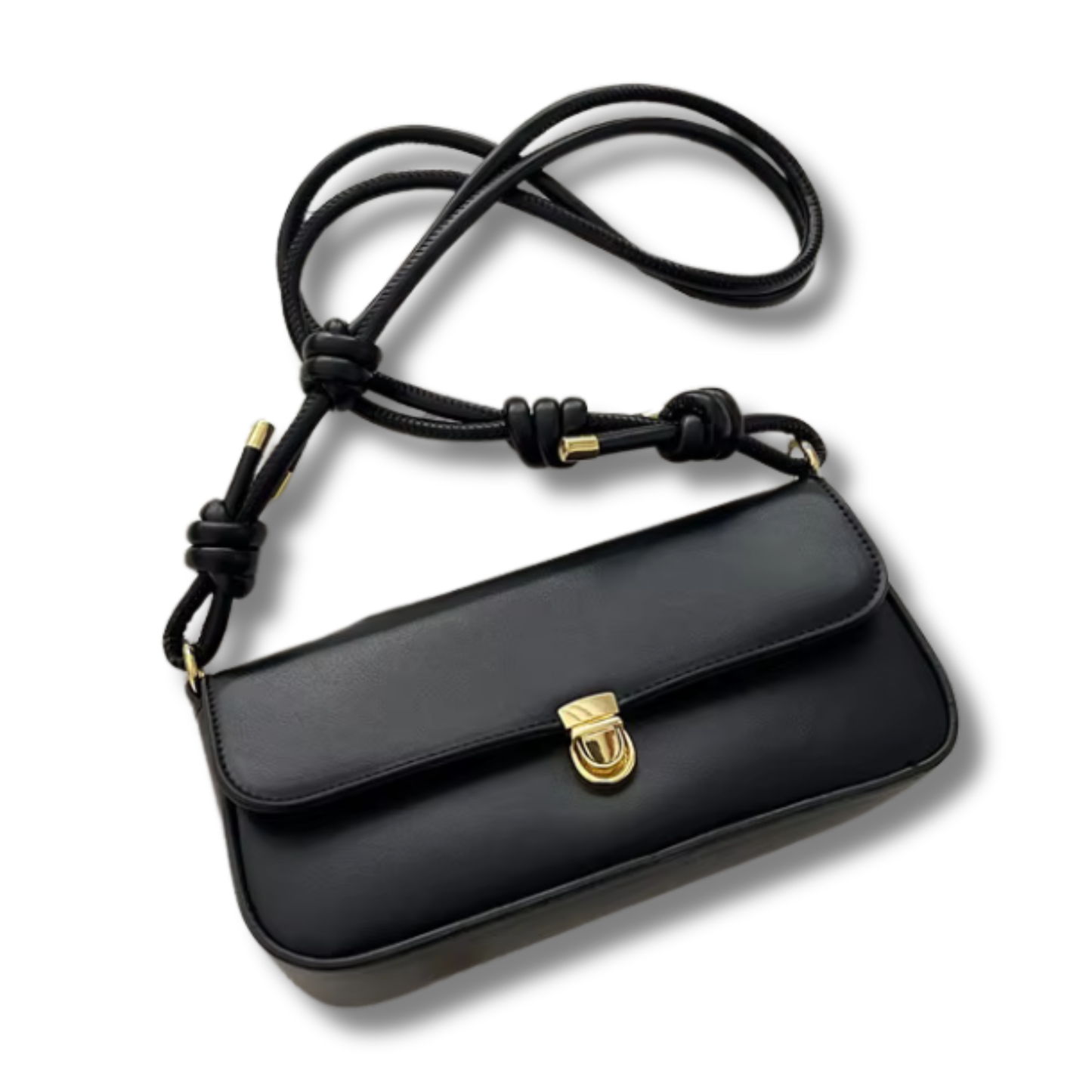 Retro Vegan Leather Shoulder Bag with Gold Clasp