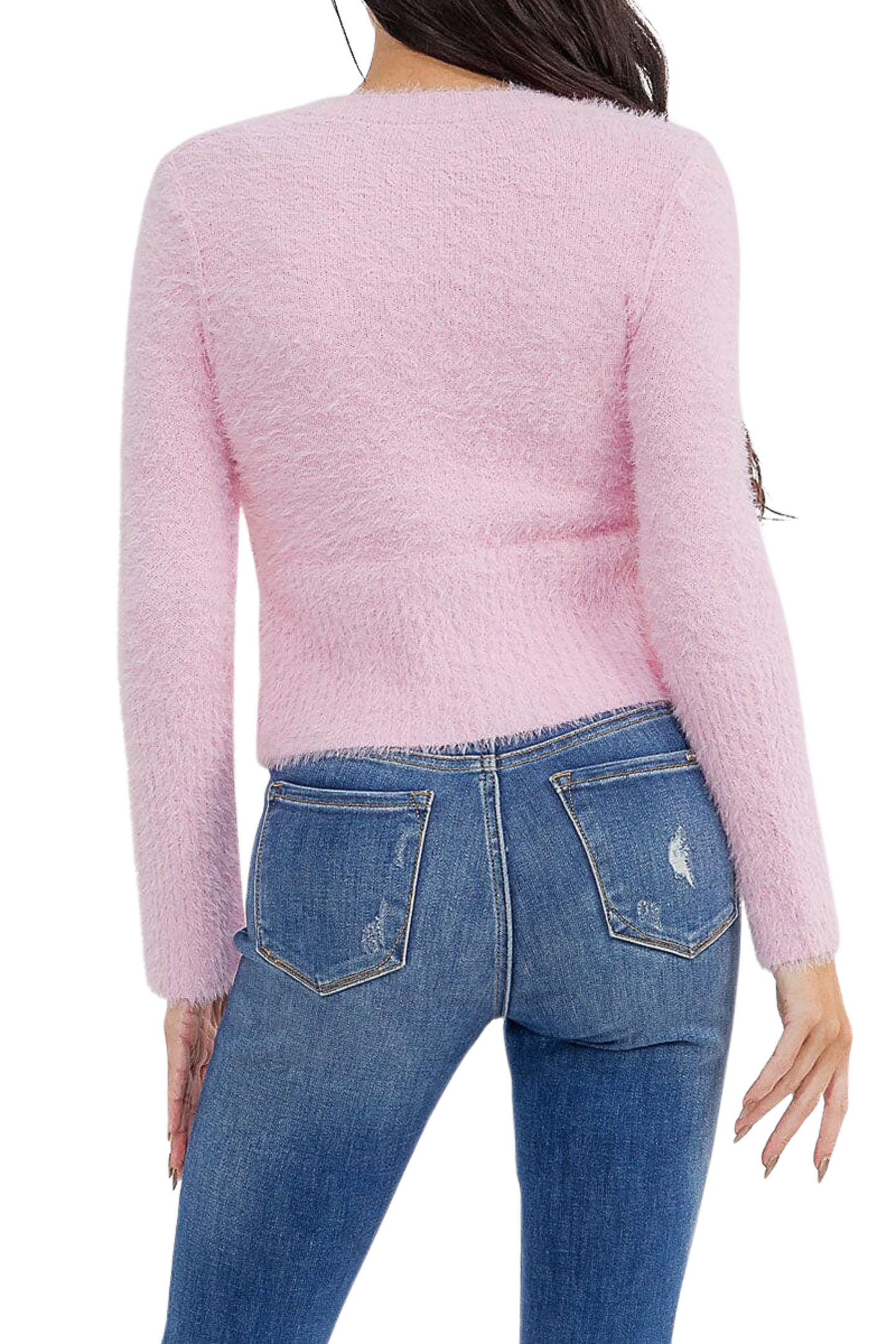 Fuzzy Front Pocket Button Up Cardigan